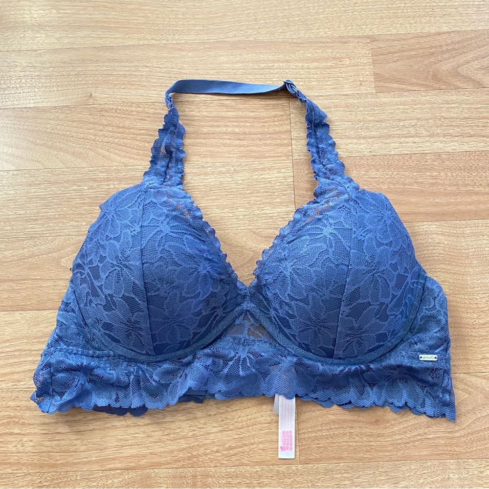 PINK Blue Lace Women's Push Up Bralette